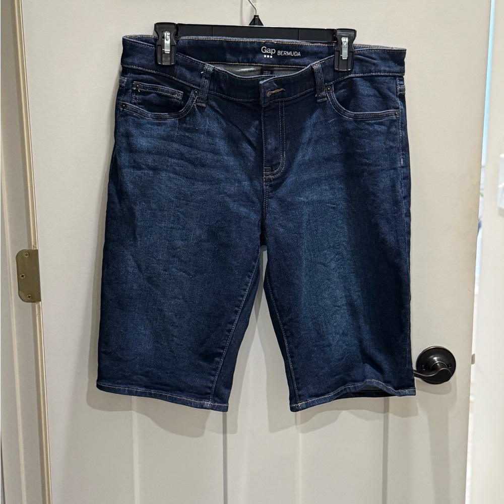 GAP Women's Dark Blue Denim Bermuda Shorts